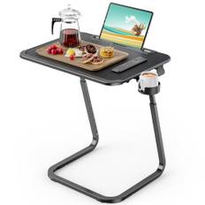 Bord för soffa, SAIJI sängbord, bredvid bordet justerbart bord, stabilare U-formade ben, TV-bricka, justerbar höjd och vinkel, med surfplatteplats, kopphållare, 55 x 39 cm