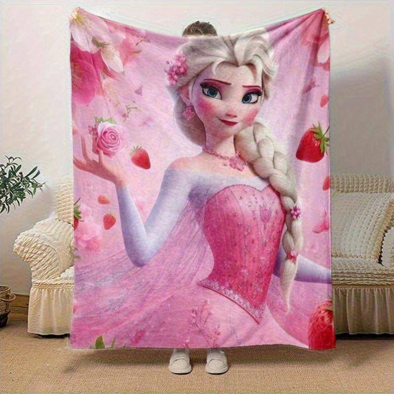 1 st, Elsa Frostprinsessan Rosa Blommig Pläd Filt Heminredning, Sofföverdrag, Utomhusfilt, Gåva till Vänner, Pläd, Lämplig för Sovrum, white