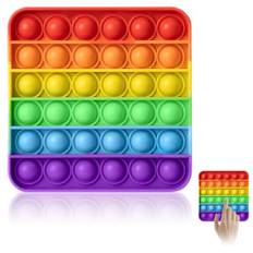 Pop It für Kinder und Erwachsene, Anti-Stress-Spielzeug, Pop Bubble Sensory Fidget Toy, Silikon Sensorisches, Stress Relief Anxiety Relief, Autismus for ADHS Squeeze Toys (Rainbow-Square)