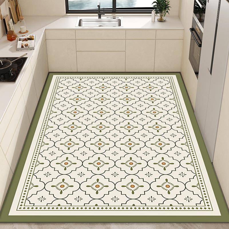 PVC Avtorkningsbar Balkongmatta Halkfri Oljebeständig Köksmatta Uppfräschande Mattor för Vardagsrum Smutsavvisande Lädergolvmattor för Sovrum 50x160cm 19.6x63in