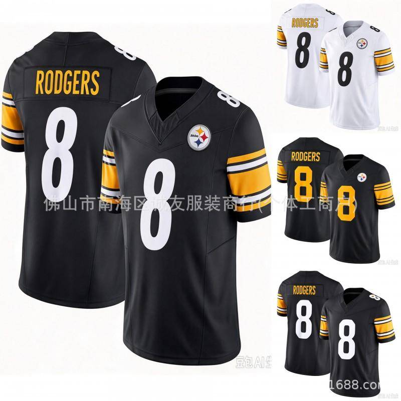 3rd Gen NFL Jersey Pittsburgh Steelers 8 Rodgers Mens Short Sleeve Sports Top
