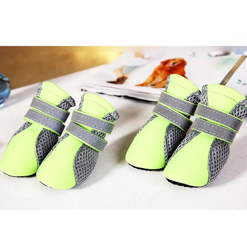 Breathable Reflective Dog Walking Boots – Set of 4 - green / XL (XL)