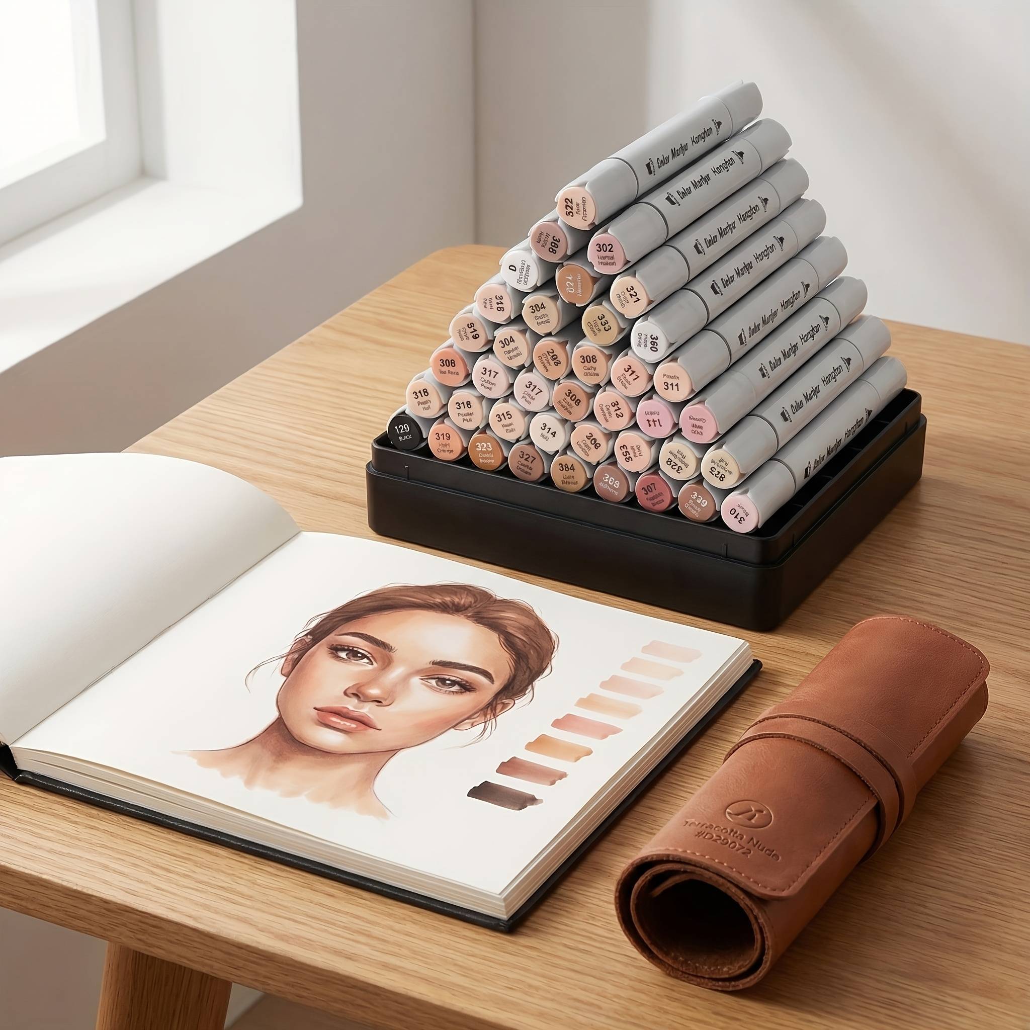 Light Beige Markers, 30 Flesh Colors Alcohol Based Art Markers Pens Set Dual Tips Brush& For Professional Artists Drawing Sketch Illustrations Portrait Comics Anime Coloring