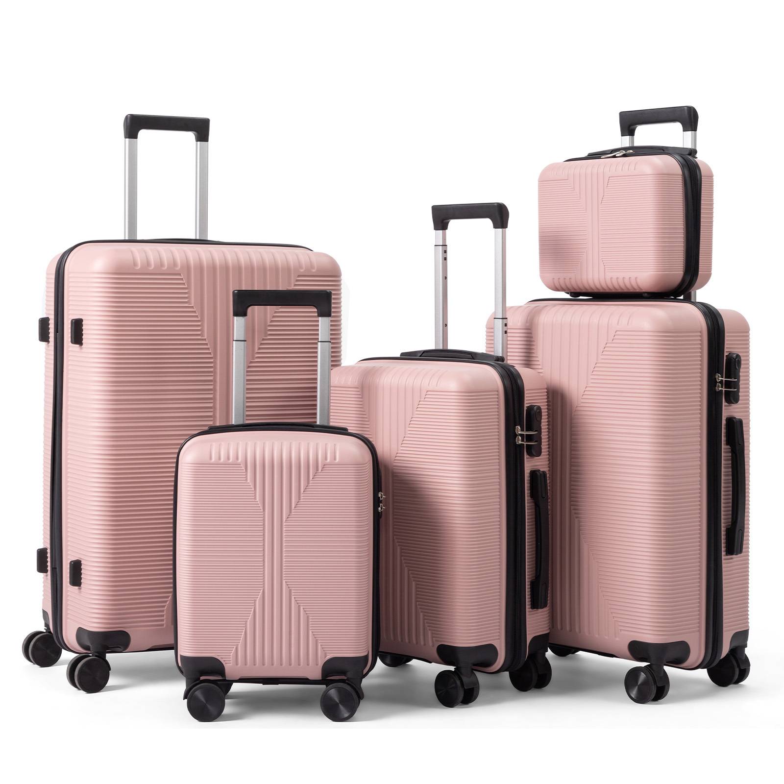 Pp Hard Shell Luggage Set, 4/5pcs Expandable Lightweight Pp Suitcase With 360° Spinner Wheels, 12/16/20/24/28 Inch - Stylish