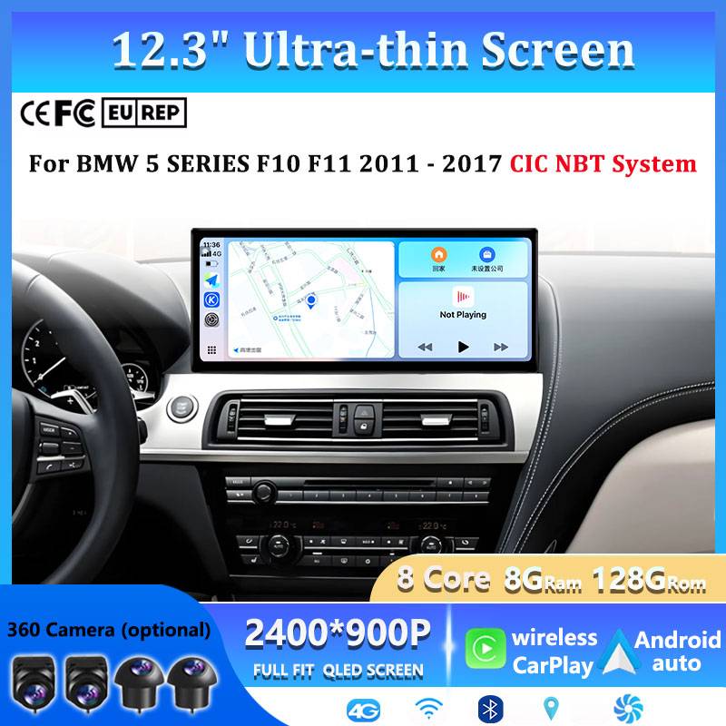 QLED 2400x900P Android 16 8-Core Car Radio 4G LTE CarPlay Android Auto DSP for BMW 5 Series F10 F11 2011-2017 12.3inch ADH 2DIN