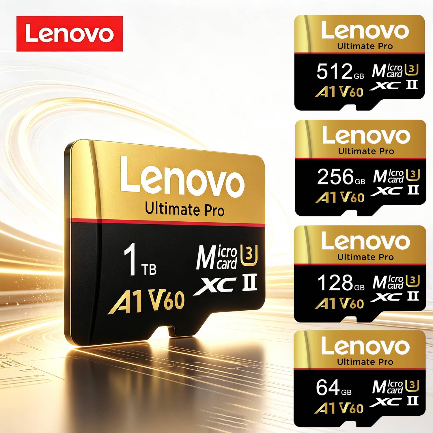 Lenovo SD Memory Card 512GB 256GB 128GB 64GB High Speed Micro SD Card V60 U3 TF Flash Cards 4K HD Waterproof for Phone/Tablet