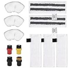 Wiseten Mikrofiberdukar Set Tillbehör för Karcher Ångrengörare Easyfix SC2 SC3 SC4 SC5, 3 mikrofiberdukar + 2 slipdukar + 3 mikrofiberdukar för handmunstycke + 4 runda borstar