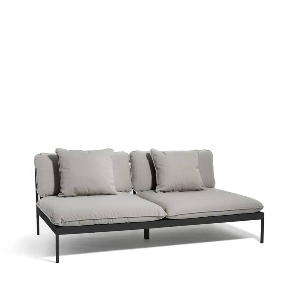 Skargaarden Bönan modulsoffa Sunbrella Sling light grey, 2-sits, mörkgrå aluminium ram - Grå