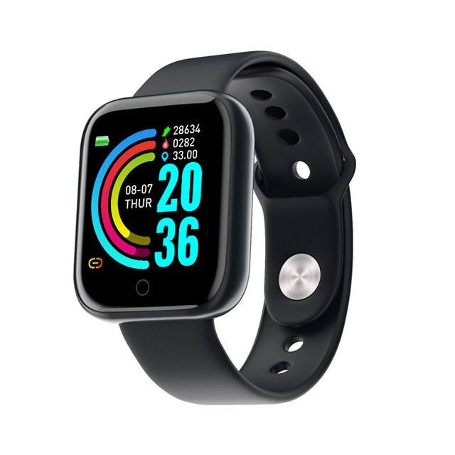 Bluetooth smart klocka män kvinnor blodtrycksmätare vattentät fitness tracker armband puls smartwatch för android ios - Y68 svarta