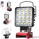 Rechargeable LED Light for Milwaukee 18V Battery - LIVOWALNY 48W LED Projector, Double Switch with C/USB Type Arbet for Garage, Camping, Workplace (Without Battery) (48W ljus för Milwaukee)