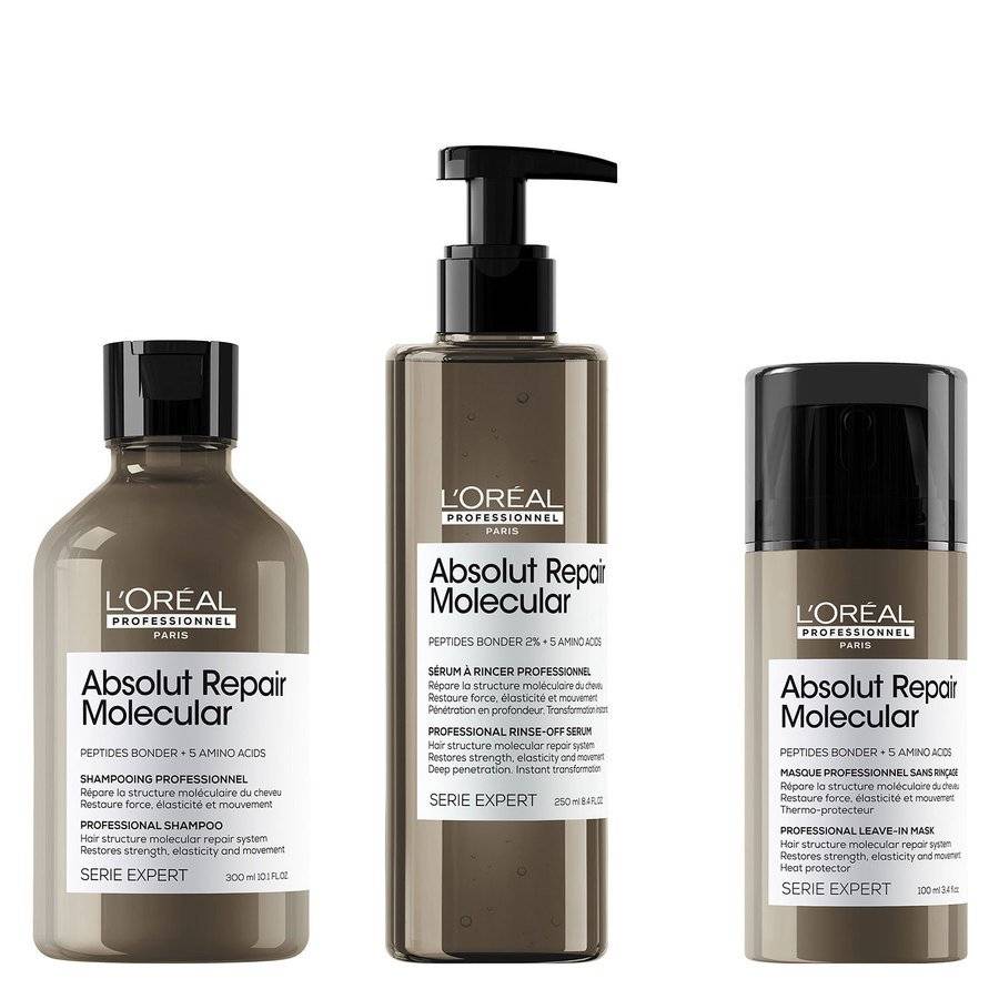 L'Oréal Professionnel Repair Molecular Shampoo, Rinse-Out Serum and Leave-In