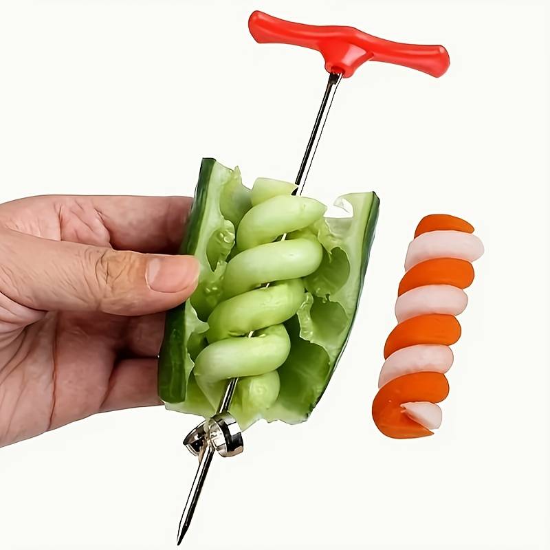 TEMU A Stainless Steel Spiral Vegetable And Fruit Spiralizer, Cucumber Slicer, Creative Vegetable Shaper, Kitchen Gadget