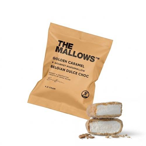 The Mallows -GOLDEN CARAMEL FLOWPACKS SKUMFIDUSER MED DULCE CHOKOLADE 1 STK. ca. 5g.