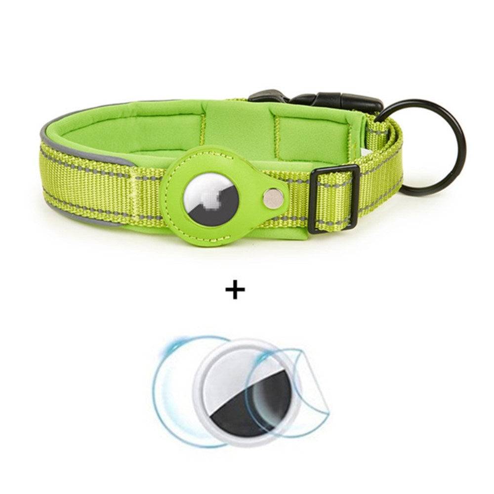 Hundhalsband med Hållare för AirTag 1. & 2. Gen. - Storlek L (43-50 cm) - Grön
