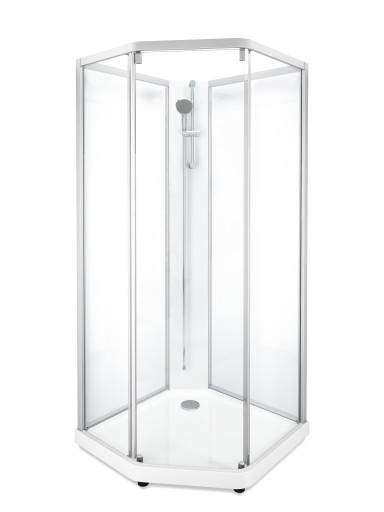 Contura Showerama duschkabin-paket, 100x100 cm, borstad aluminiumprofil, klarglas