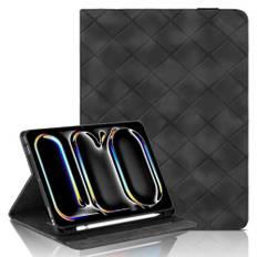 Vaitasy Fodral för iPad Air 13 2025/2024 iPad Pro 12,9 2022/2021/2020/2018 med pennhållare, mjukt TPU-baksida fodral med premium PU-läder, skyddsfodral för iPad Pro 12,9 tum – svart