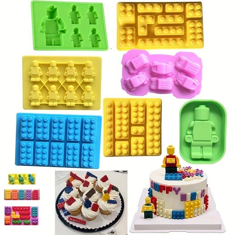 Block Silikonform Byggkloss Robot Choklad Gelé Iskubbricka Kakdekoration Muffinstopp Barn Födelsedagsfest Bil green