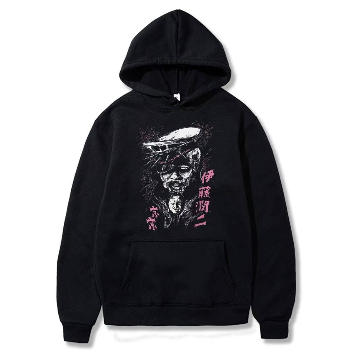 Junji Ito Tomie Japansk Manga Tryck Unisex Huvtröja, Gotisk Skräck Harajuku Vintage Fleece Lös Långärmad Tröja cm gray