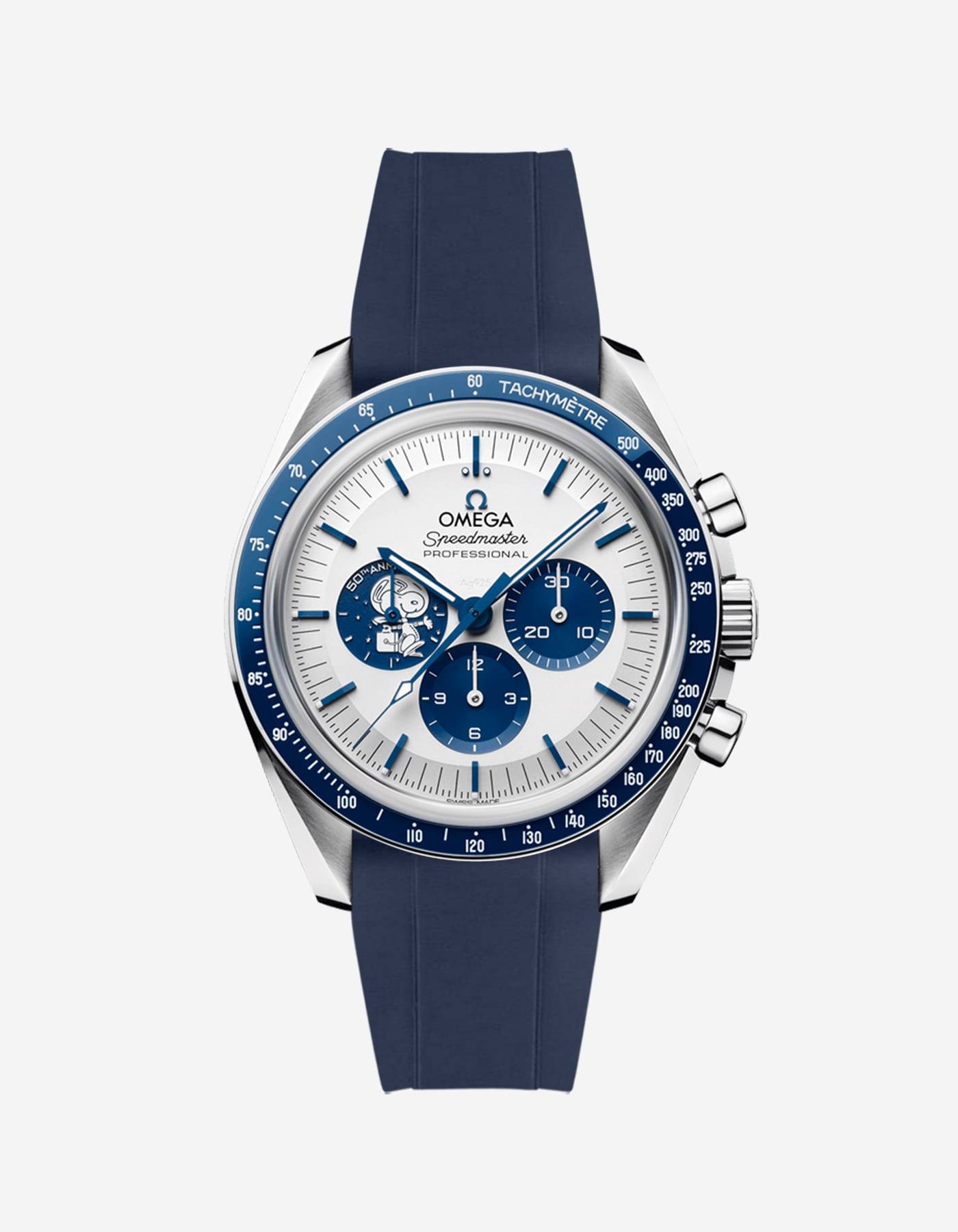 Rubber Watch Strap for Omega Speedmaster Silver Snoopy | Wristbuddys.com FKM Navy Blue