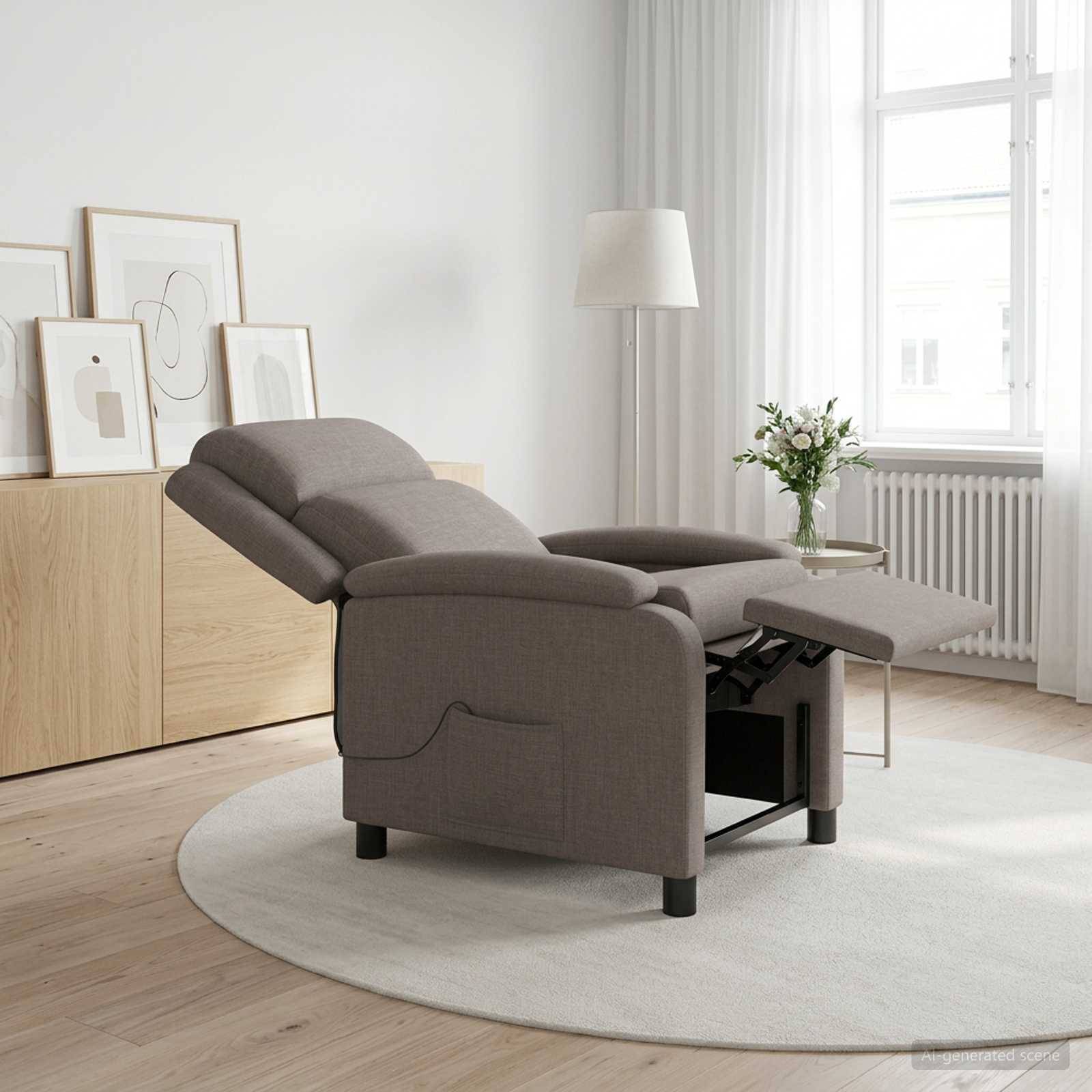 vidaXL Massagefåtölj Taupe Tyg