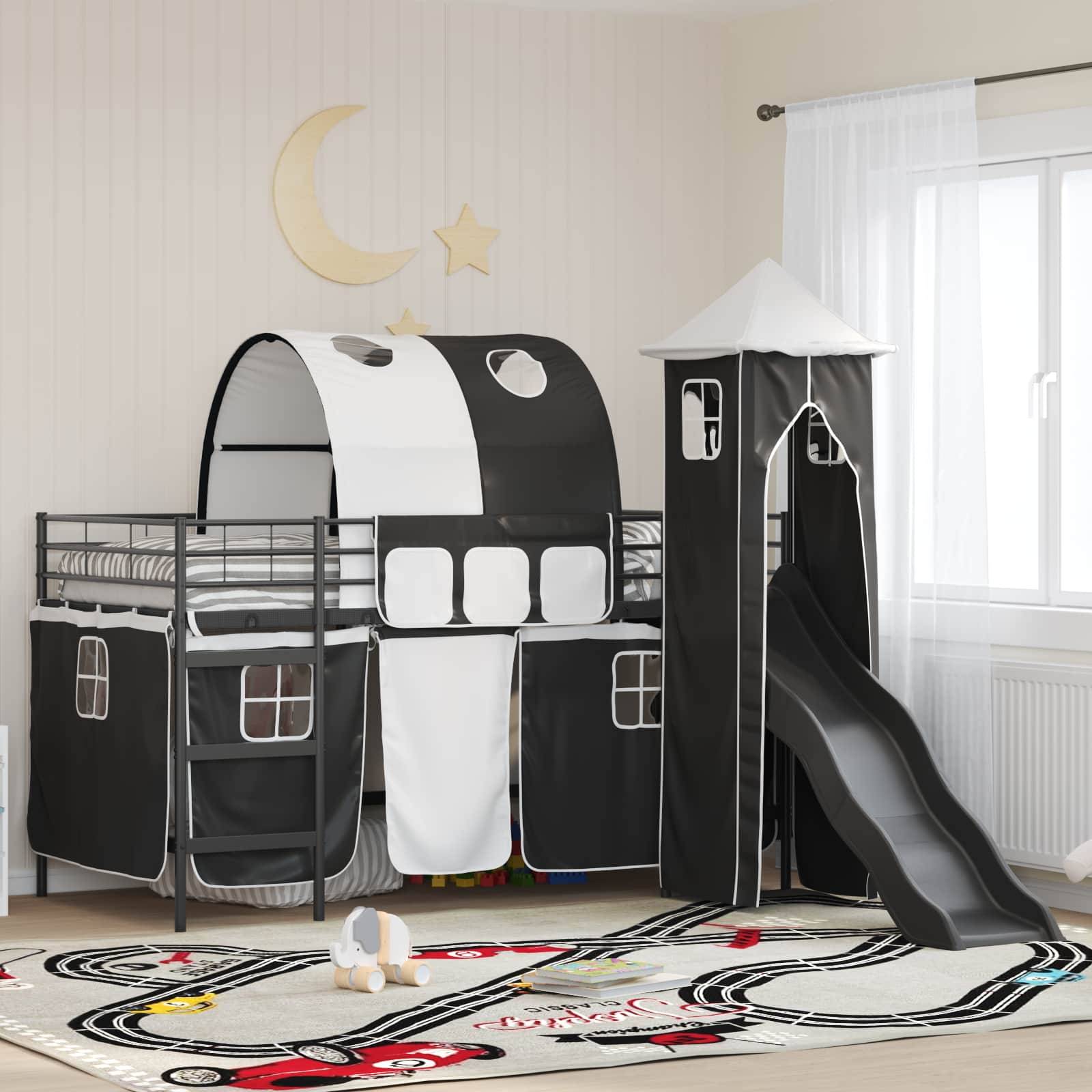 vidaXL Barns loft sängram Svart 100 x 200 cm Metall
