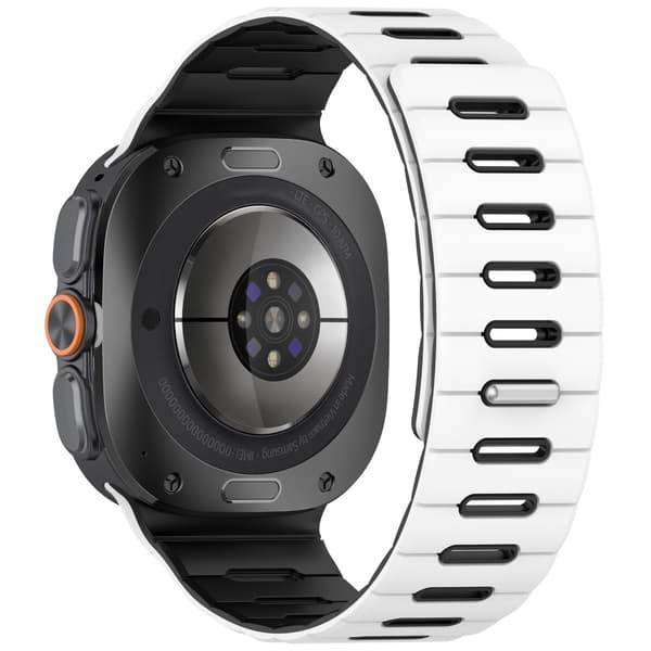 Magnetisk tofarget silikonerem kompatibel med Samsung Galaxy Watch8/9 og Galaxy Watch8 Classic - sport og hverdag, magnetlås, 23cm x 3cm White+Black