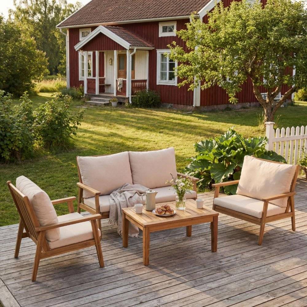 Elegant lounge grupp | Akacia trä | Modern design | Toronto