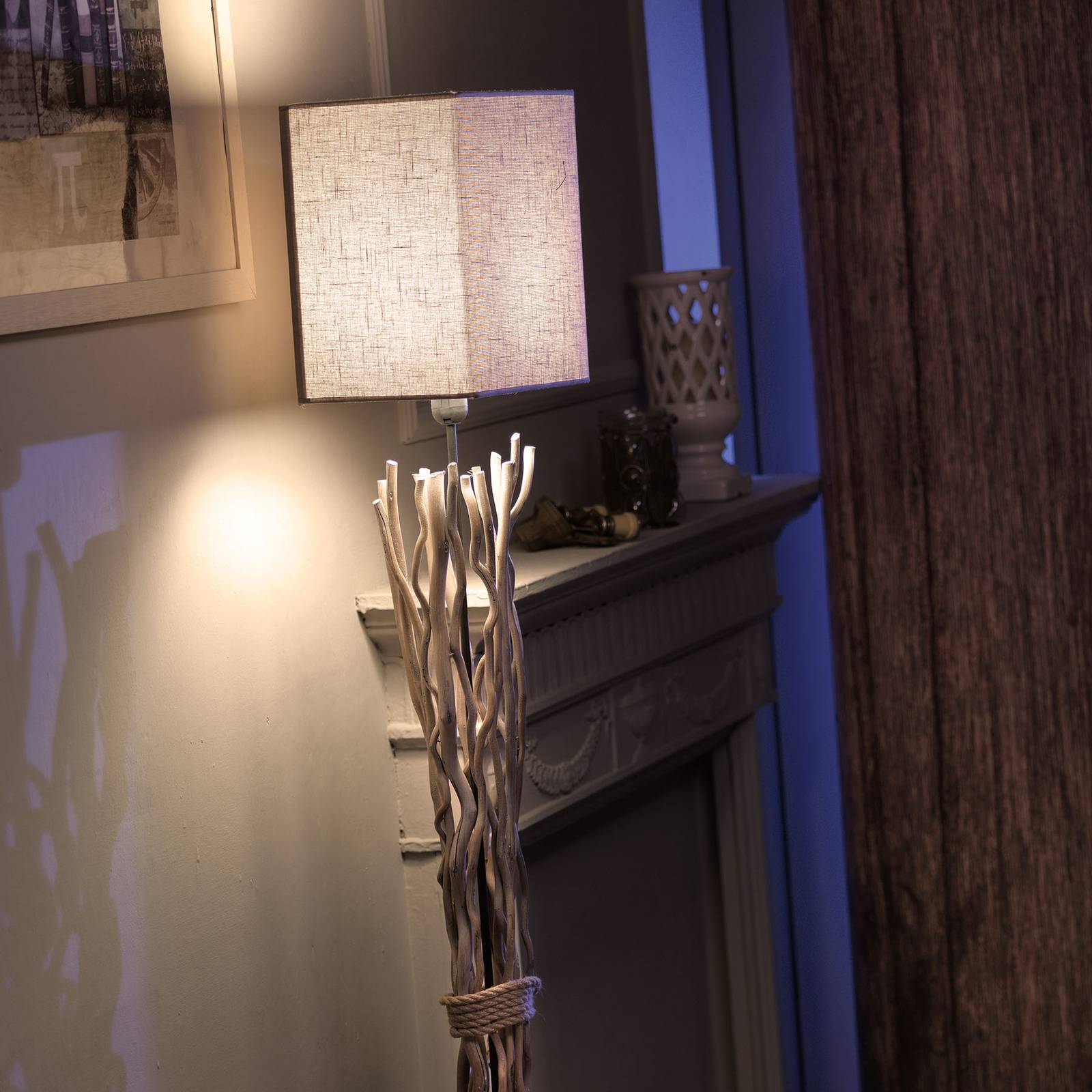 Golvlampa Marica ONLI, Creme / bärnsten, Vardagsrum / matsal, Textil / tyger / siden, Golvlampa