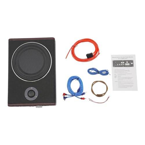 WEIGR Aktiv subwoofer för bil, 600 W, bilradio, ultratunn, 12 V, understol, subwoofer med inbyggd förstärkare, ljudsubwoofer för bil/lastbil, 135,8 x 102,4 x 26,8 mm, svart
