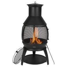 VEVOR Chiminea, 22 tommer udendørs brændeovn, sfærisk jernpejs til grill og opvarmning, træbålsted med grillnet, skorstensbelægning og rustfri skorstenslåg, til terrasse, have, baghave