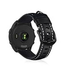 KeeFos 22 mm armband för Garmin Venu 3/Forerunner 265/Forerunner 255/Forerunner 255 Music/vivoactive 4/Venu 2, läderarmband band för Huawei Watch GT 5 46mm/GT 5 Pro 46mm/GT 4 46 mm - svart