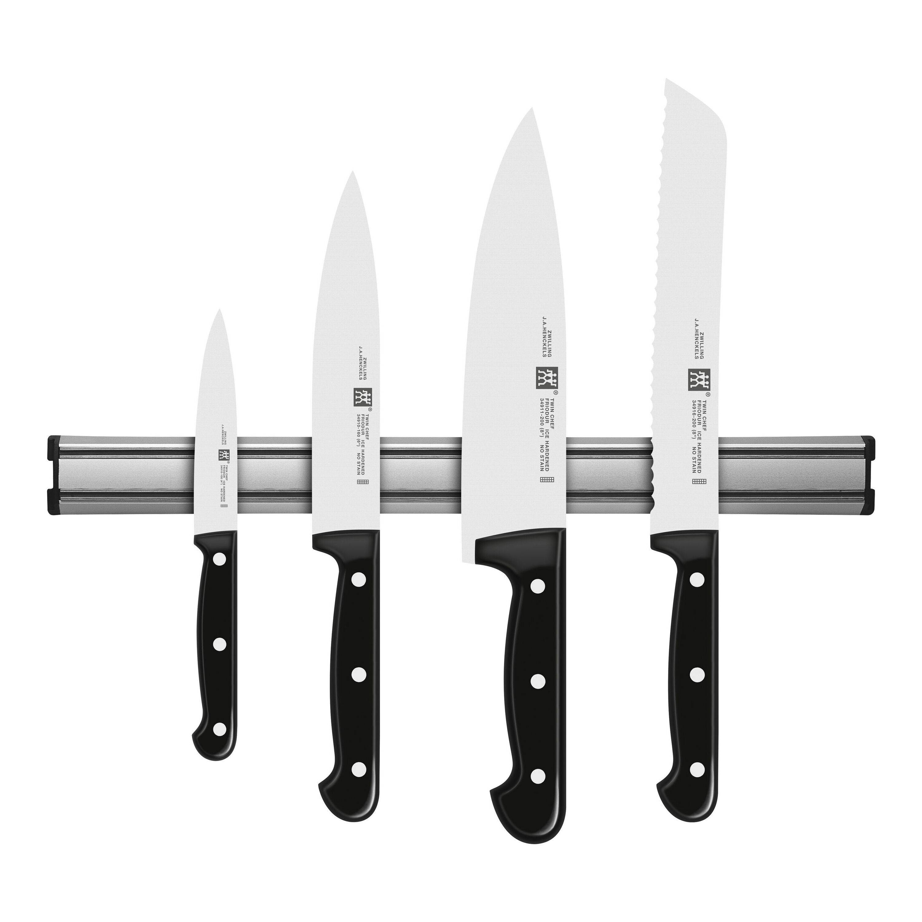 ZWILLING TWIN Chef 2 Knivsæt inkl. Knivmagnet, 5-dele/ 10/16/20/45 cm, Sølv, Spec. Formuleret Stål