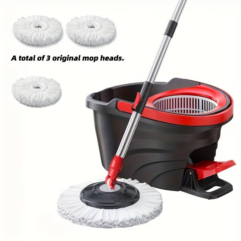 5pcs Set, Rotary Mop Hand-washing Household Sweep Cleaning Mop Bucket Cover Telescopic Rod Pedal Manual Pressure Floor Cloth