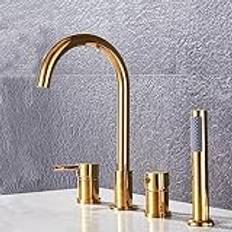 bath mixer tap deck mount 4 hole bath taps set with shower, bathroom shower mixer tap tub tap gold