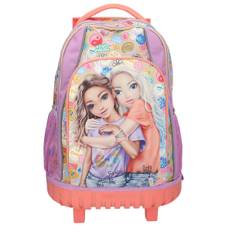 Topmodel - TOPModel Skolerygsæk Trolley GIRL POWER - Beige, Lilac, Coral - 34x24x50 cm - Fri fragt og klar til levering - Pink/Violet/Beige