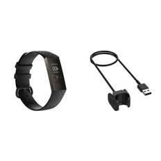 Fitbit Charge 3/4 Sort Silicone Rem og Oplader Kabel