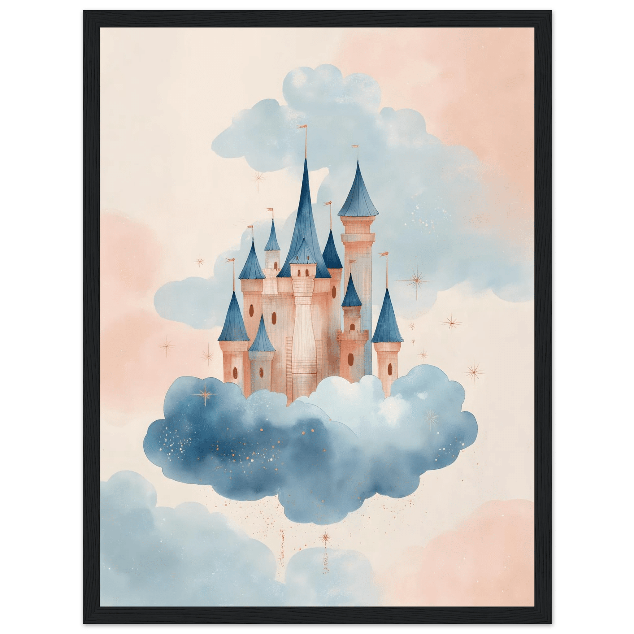Sagoslott poster-30x40 cm / 12x16″ / Med ram / Svart