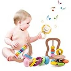 Trä Montessori baby sensorisk skallra pedagogiska leksaker förskola baby greppleksak barnkammare första leksak
