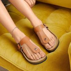 Kvinnor Brown Wooden Wedge Comfort Birkenstocks Sandaler - Brun - CN36,CN37,CN38,CN39,CN40,CN41,CN42