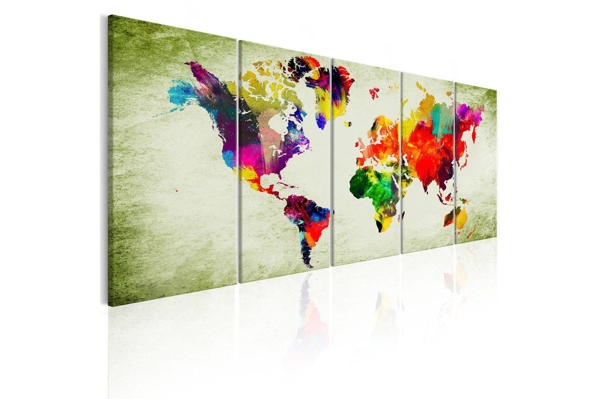 Tavla Colourful Continents 225x90 - Artgeist sp. z o. Canvastavlor Vit,Flerfärgad