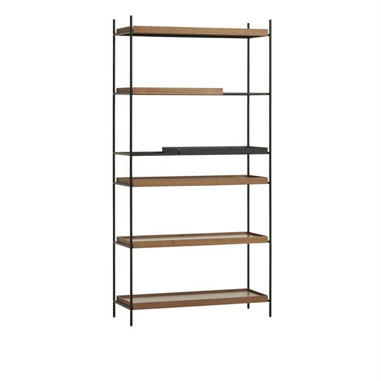 Trä Brickhylla Hylla Hög Short: 1 Walnut + 1 Svart Wide: 4 Walnut