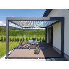 Pergola 3x3m med LED av aluminium, COMFORT Luxe, fristående, Alluminio