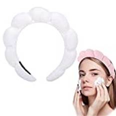 Mimi and Co Spa Headband for Women - Sponge & Terry Towel Cloth Fabric Head Band for Skincare, Makeup Puffy Spa Headband, Soft & Absorbent Material, Hair Accessories (White)