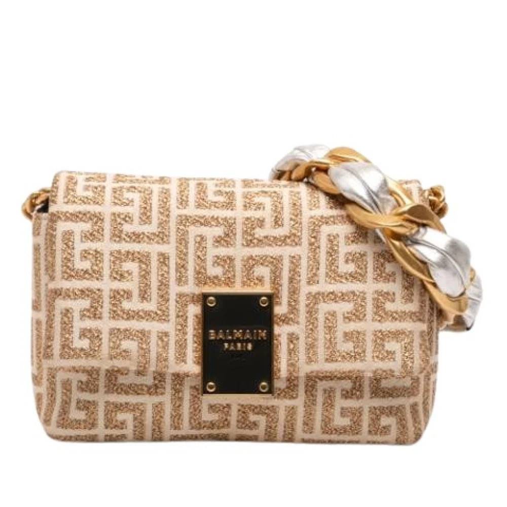 Balmain Pre-owned Pre-owned Laeder skuldertasker - Vintage - Dame - Beige - ONE SIZE - Uld