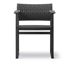 Fredericia Furniture - BM62 Armchair Linen Webbing, Svartlackerad, Sits svart - Matstolar - Børge Mogensen - Svart - Naturmaterial/Trä
