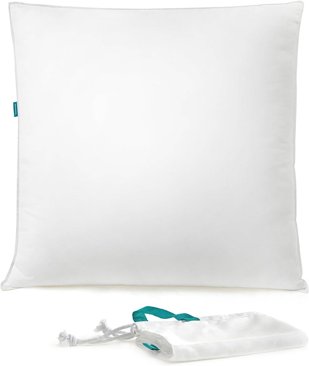 SONGMICS Pillow, 80 x 80 cm, Filling 1500 g, Soft Cover in Brushed Polyester Fabric, Cushion, Machine Washable at 60°, with Storage Bag, Cloud White T