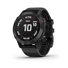 Garmin Fenix 6 Pro, Premium Multisport GPS-klocka, med kartläggning, musik, gradjusterad tempovägledning och puls-ox-sensorer, svart (förnyad)