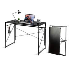 Hopfällbart datorbord, arbetsbord med metallram, laptopbord, lastkapacitet upp till 115 kg, 100 x 50 x 75 cm, svart