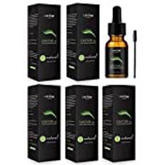 Organisk ricinolja, rent kallpressad ricinolja för ögonbryn, ögonfransar, hårväxt varje uppsättning ögonbryn och eyelinerborstar 5 x 10 ml = 50 ml ricinolja