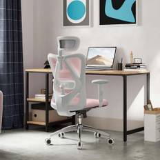 SIHOO M18 Ergonomisk kontorsstol, datorskrivbordsstol med justerbart nackstöd och korsryggstöd, svängbar stol med hög rygg för hemmakontor (morandirosa)